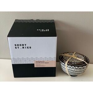 Short Stories Ceramic Nesting Bowl Set (3) Cream/Black Pattern NEW